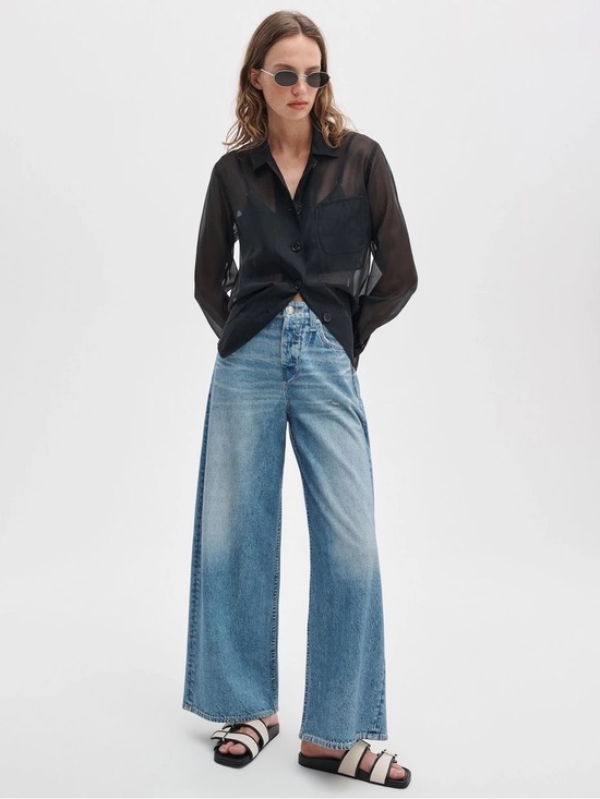 rag & bone Denim - Rag & Bone Miramar Sofie Women’s Wide Leg Terry Jeans Minetta Blue Size 28